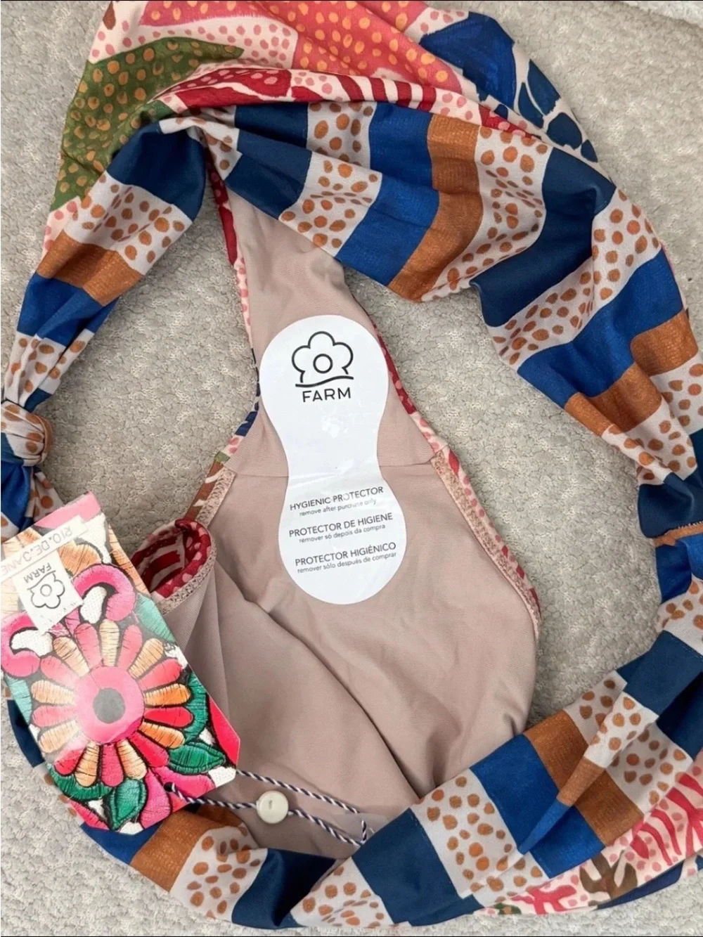 FARM Rio Blue, Orange, Green & Pink High-Waist Sea Life Bikini Bottoms